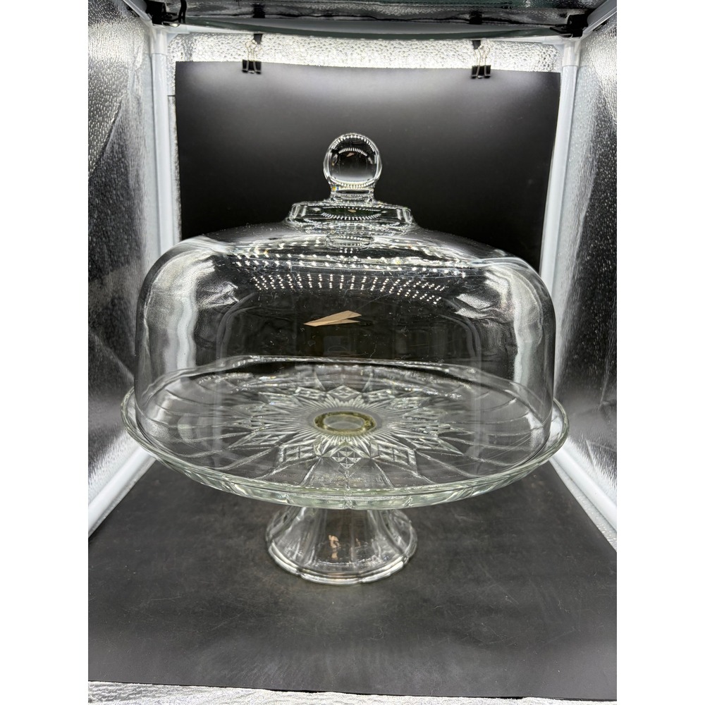 Anchor Hocking Presence 4-in-1 Clear Glass Cake Stand with Dome Lid 11.5 Inch